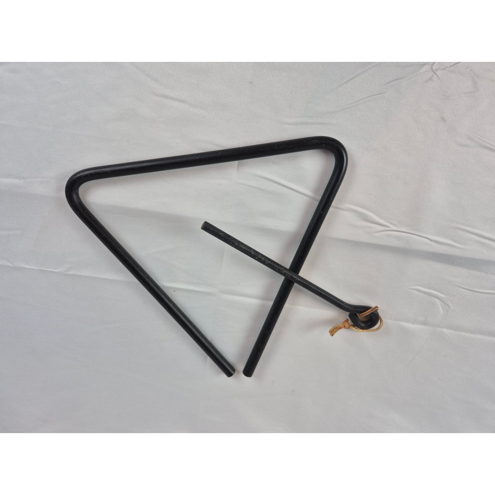 Vintage‎ Style Wrought Iron Dinner Triangle Bell with Striker and Leather Loop